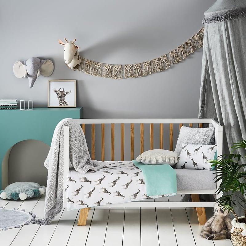 Giraffe Cot Grey Quilt Cover Set