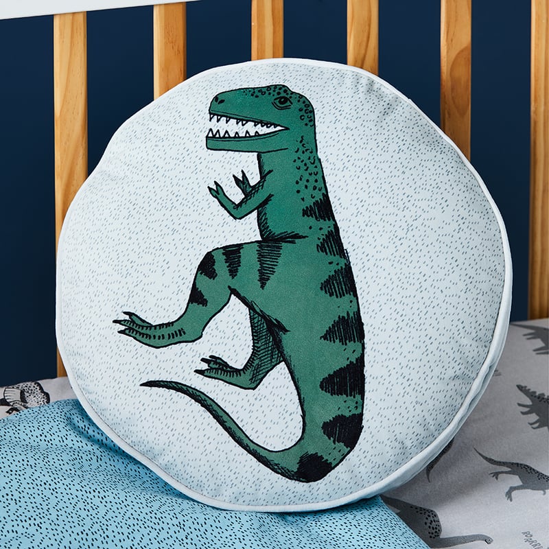 Name The Dino Flannelette Cot Pale Grey Cot Quilt Cover Set