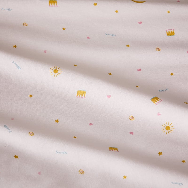 Night Cat Pale Pink Stonewash Cot  Quilt Cover Set