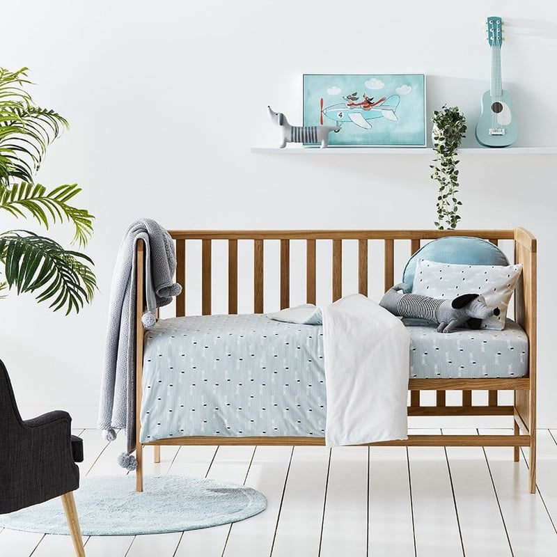 Sausage Dog Powder Blue Cot Quilt Cover Set