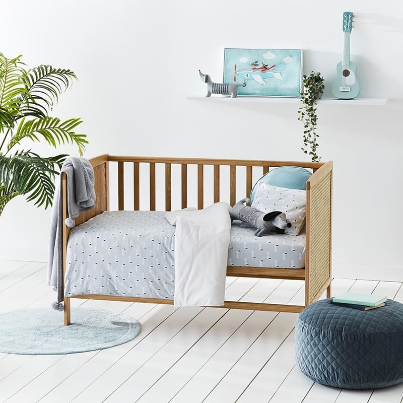 Sausage Dog Powder Blue Cot Quilt Cover Set