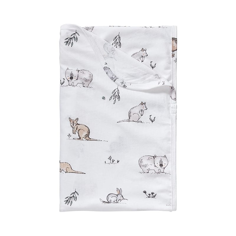 Bush Babies White Cotton Jersey Baby Swaddle