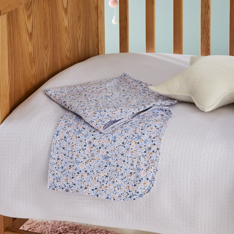 Astrid Floral Powder Blue Bunny Blanket