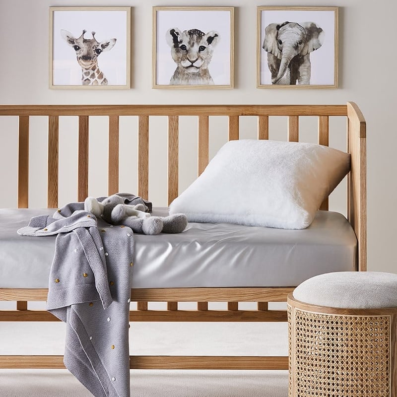 Pure Silk Baby Soft Silver Cot Fitted Sheet