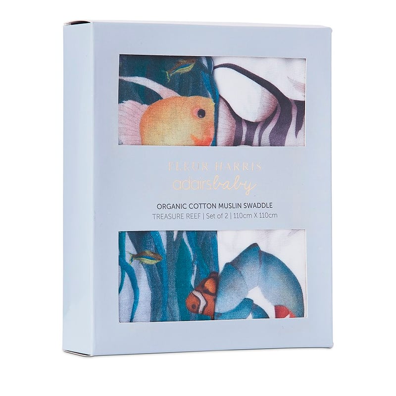 Fleur Harris Treasure Reef Organic Cotton Muslin Swaddle 2 Pack