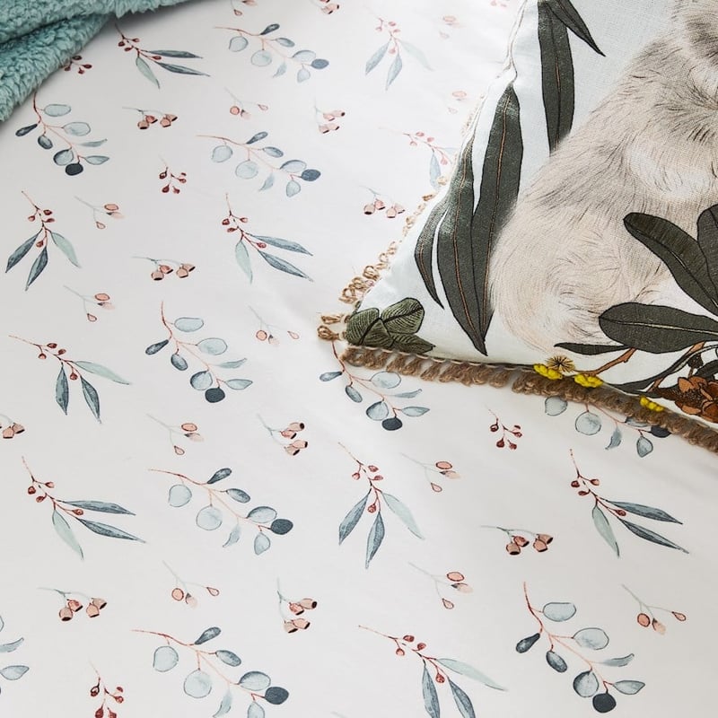 Native Leaves Gum Leaf Organic Cotton Jersey Fitted Sheets Pack of 2