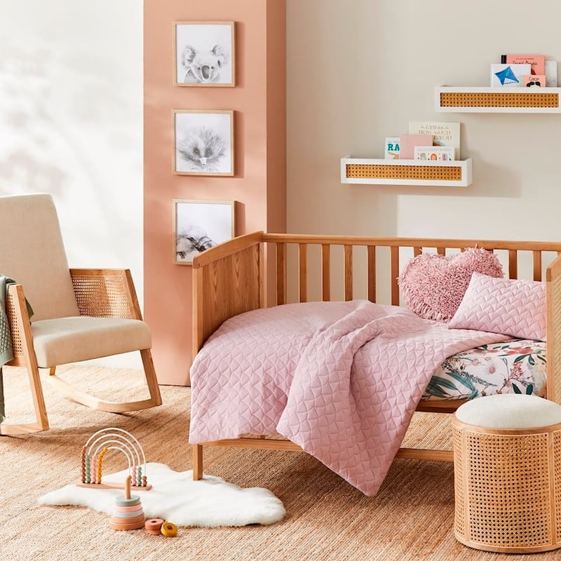 Frankie Jersey Quilted Violet Pink Cot Quilt Cover Set