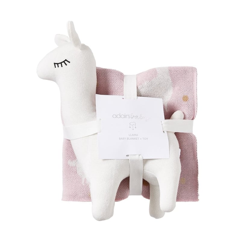 Organic Cotton Pink Llama Baby Blanket & Toy Gift Pack