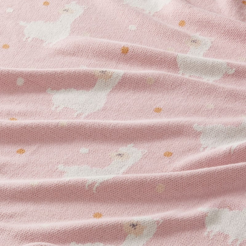 Organic Cotton Pink Llama Baby Blanket & Toy Gift Pack