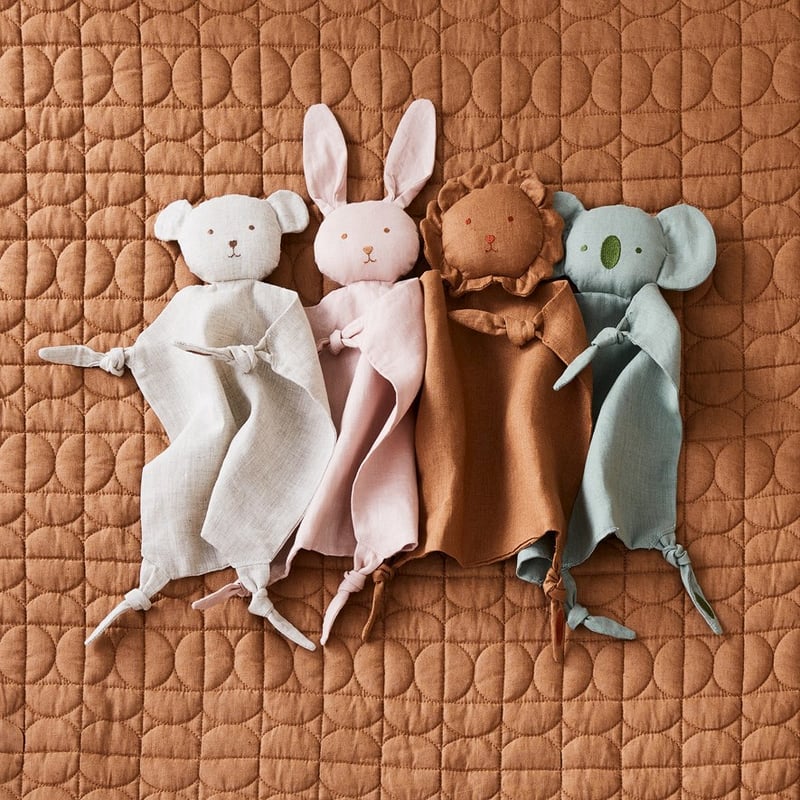 Vintage Washed Linen Nude Pink Bunny Comforter