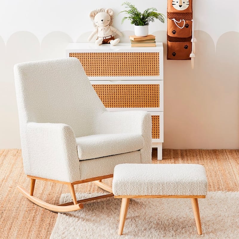 Boucle White Foot Stool