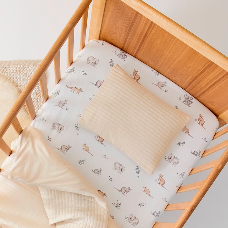 Boston Natural Jersey Quilted Cot Quilt Cover Set