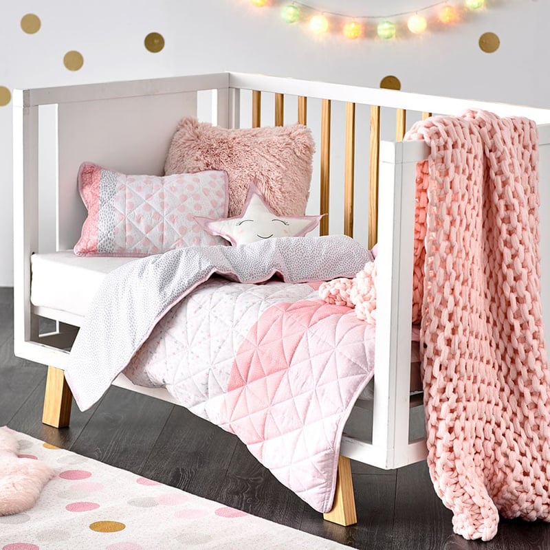 Addison Quilted Pale Pink Cot Quilt Cover Set