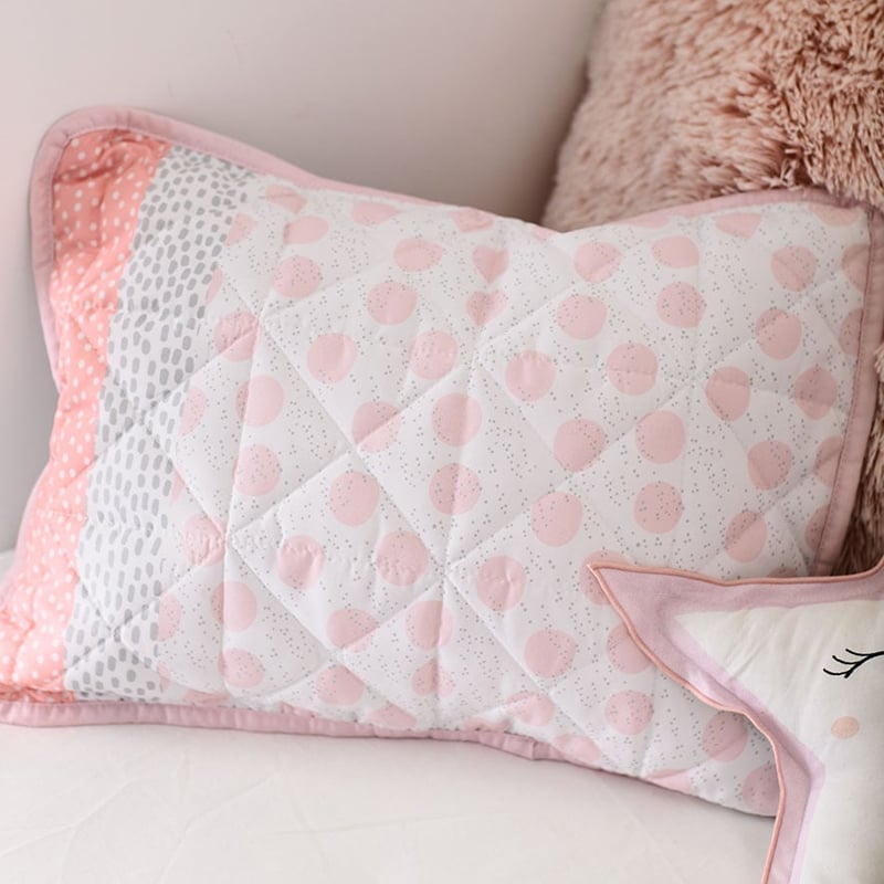 Addison Quilted Pale Pink Cot Quilt Cover Set