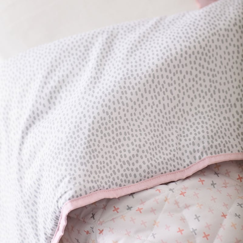 Addison Quilted Pale Pink Cot Quilt Cover Set
