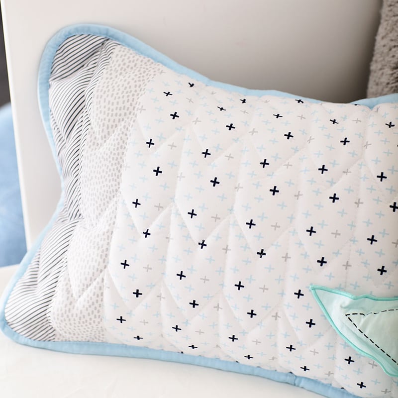 Aspen Quilted Pale Blue Cot Quilt Cover Set