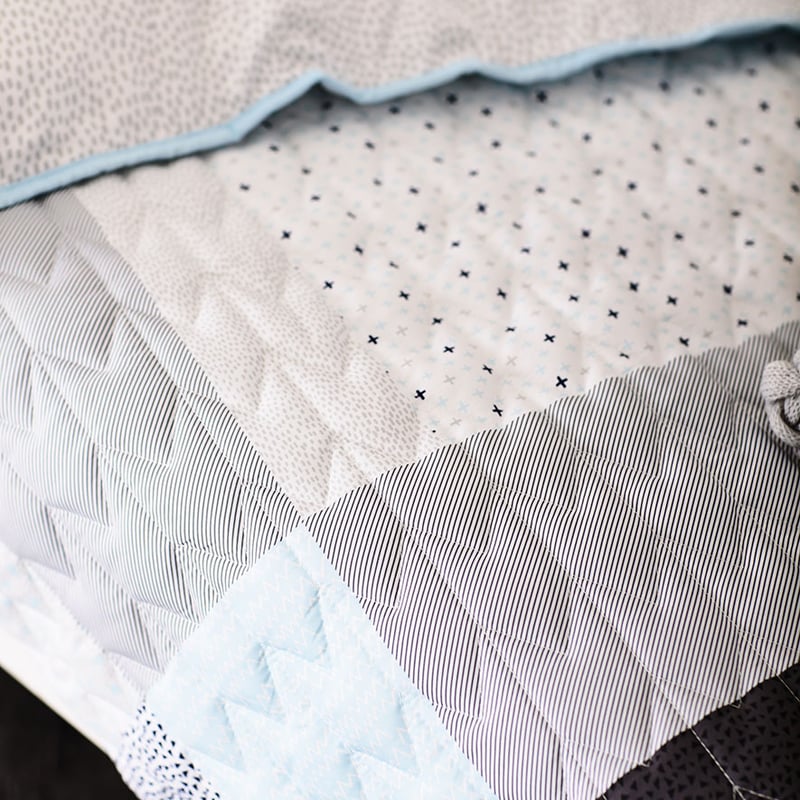 Aspen Quilted Pale Blue Cot Quilt Cover Set