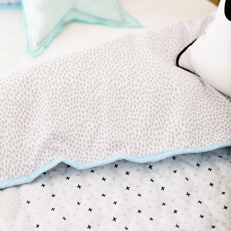 Aspen Quilted Pale Blue Cot Quilt Cover Set