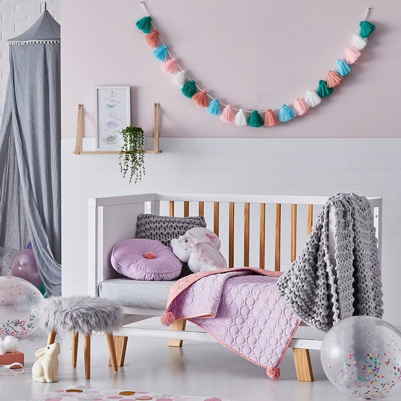 Cambridge Cot Velvet Coverlet Lilac 