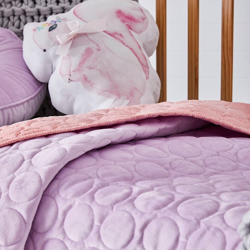 Cambridge Cot Velvet Coverlet Lilac 