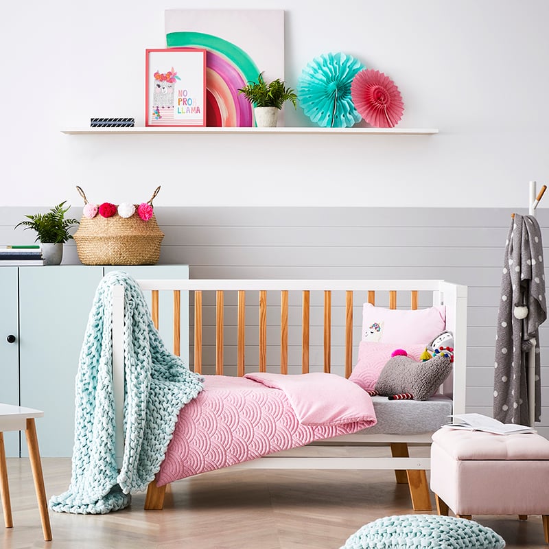 Camille Cot Jersey Quilted Pink Quilt Cover Set