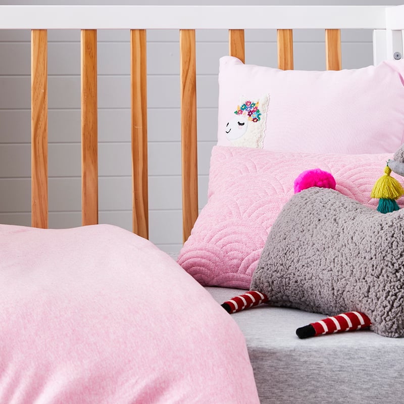 Camille Cot Jersey Quilted Pink Quilt Cover Set