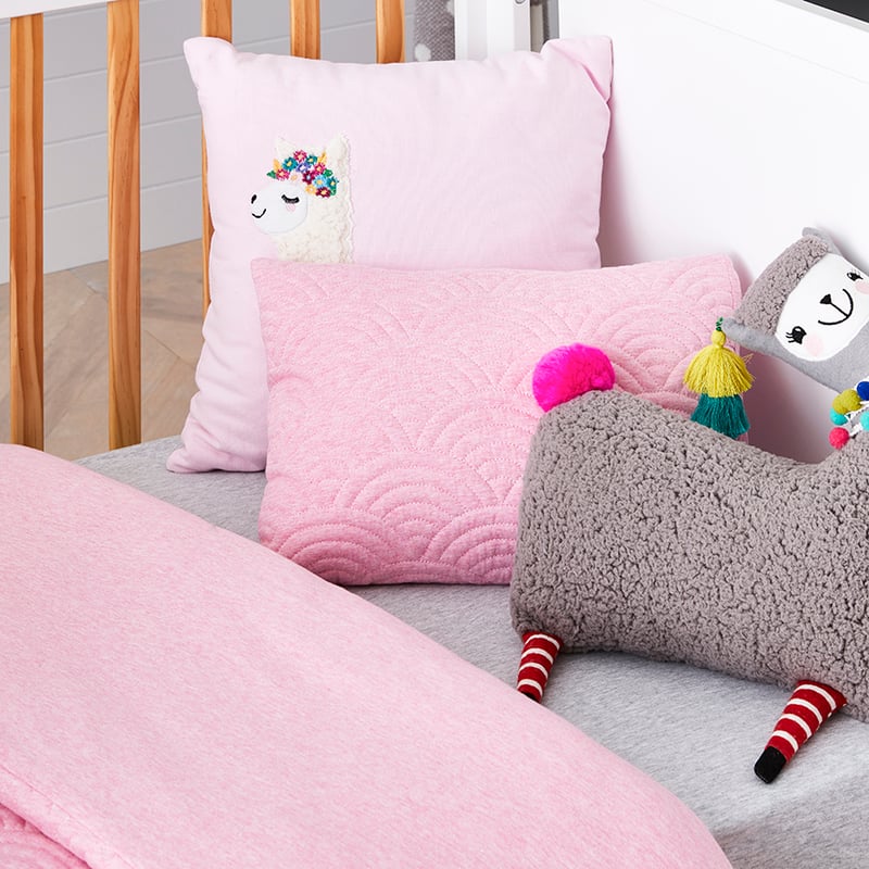 Camille Cot Jersey Quilted Pink Quilt Cover Set