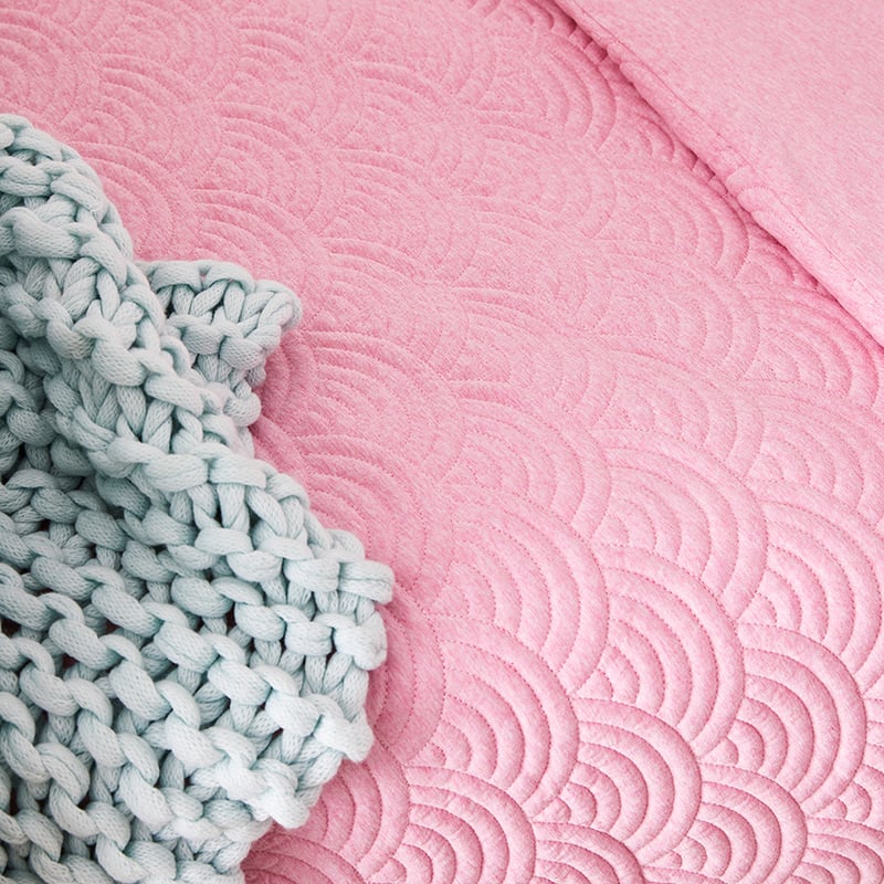 Camille Cot Jersey Quilted Pink Quilt Cover Set