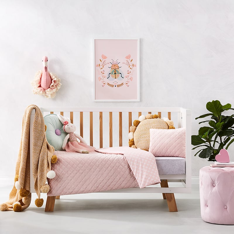 Lucy Velvet Cot Quilt Cover Set Pink