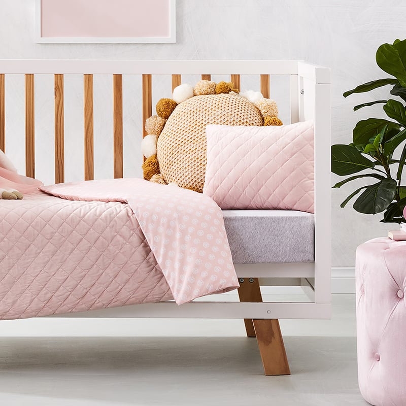 Lucy Velvet Cot Quilt Cover Set Pink