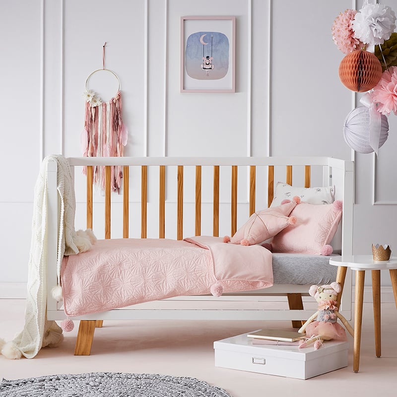 Isabella Cot Quilted Quilt Cover Set Rose