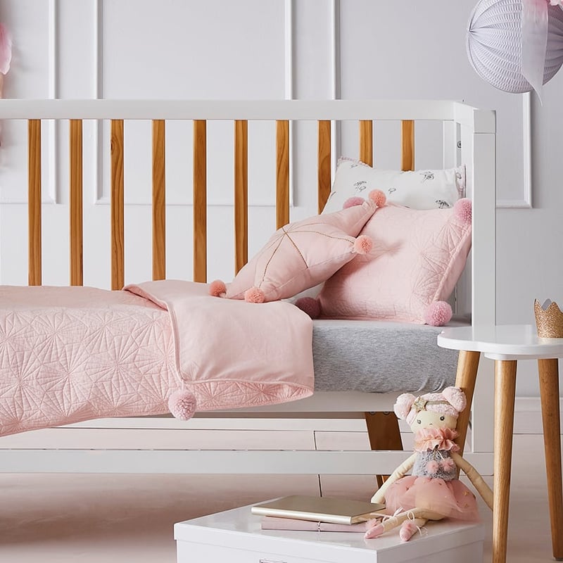 Isabella Cot Quilted Quilt Cover Set Rose
