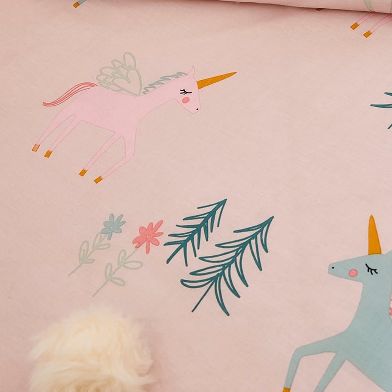 Stonewash Unicorn Cot Quilt Cover Set Pink