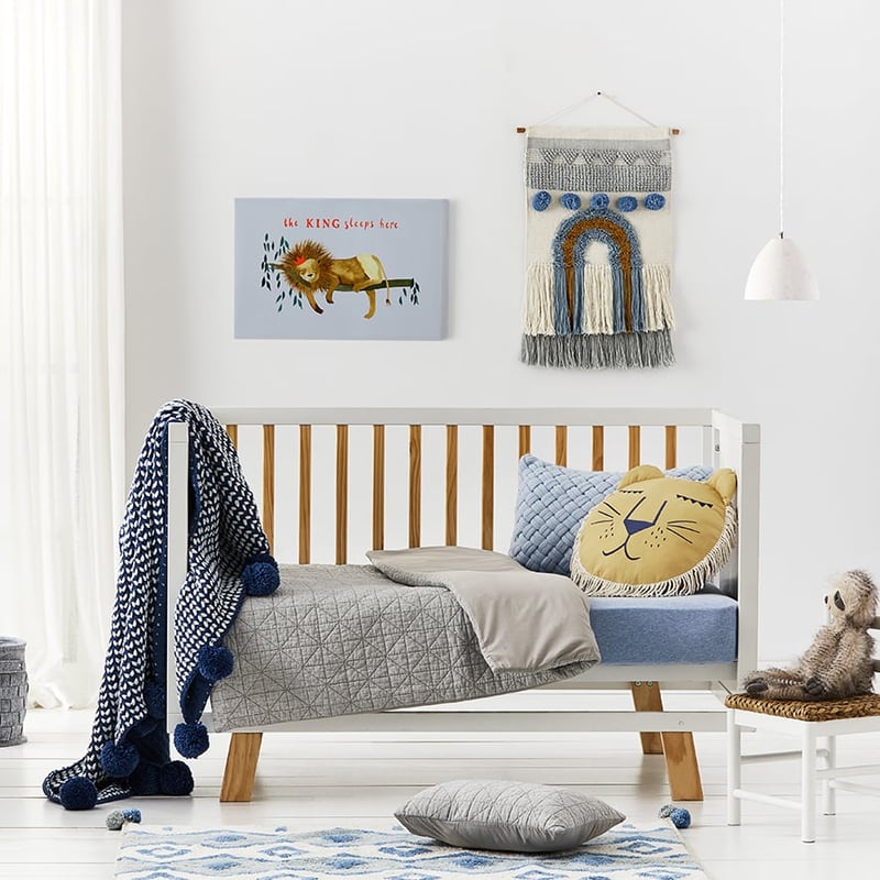 Elvis Grey Quilted Cot Quilt Cover Set