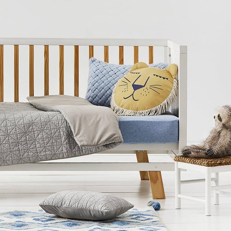 Elvis Grey Quilted Cot Quilt Cover Set