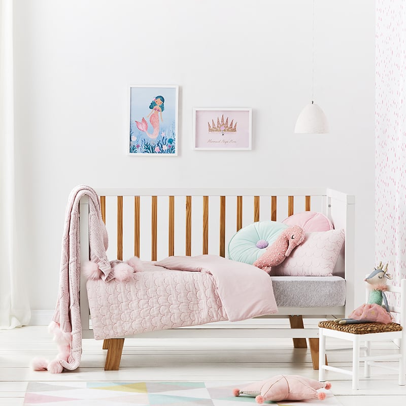 Elodie Quilted Cot Pink Quilt Cover Set