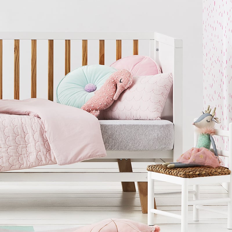 Elodie Quilted Cot Pink Quilt Cover Set