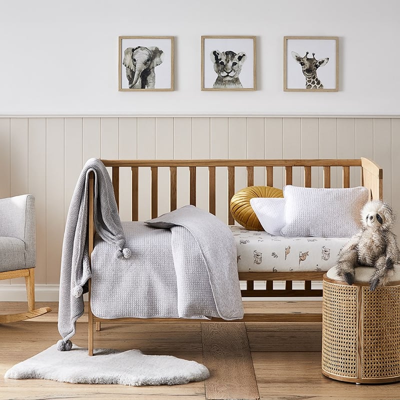 Sunday Quilted Jersey Cot Grey Quilt Cover Set