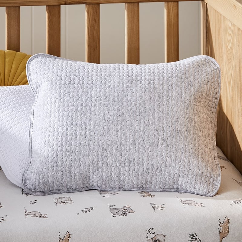 Sunday Quilted Jersey Cot Grey Quilt Cover Set