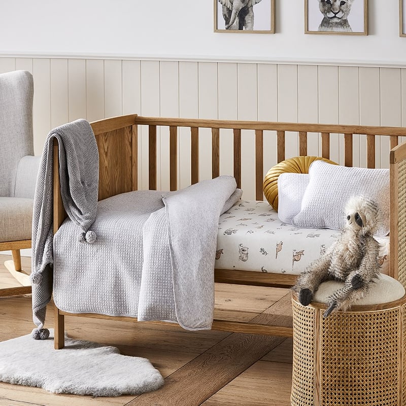 Sunday Quilted Jersey Cot Grey Quilt Cover Set