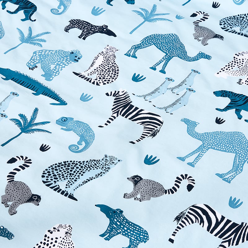 Stonewash Blue Jungle Cot Quilt Cover Set 