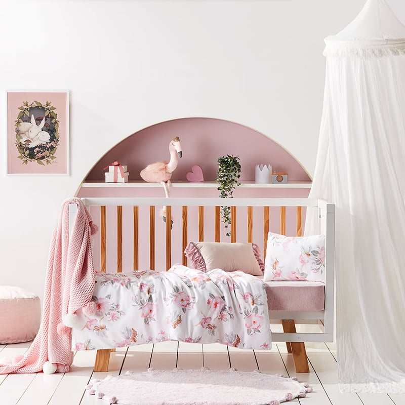 Fairy Rose Cot Quilt Cover Set White