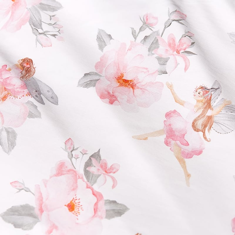 Fairy Rose Cot Quilt Cover Set White