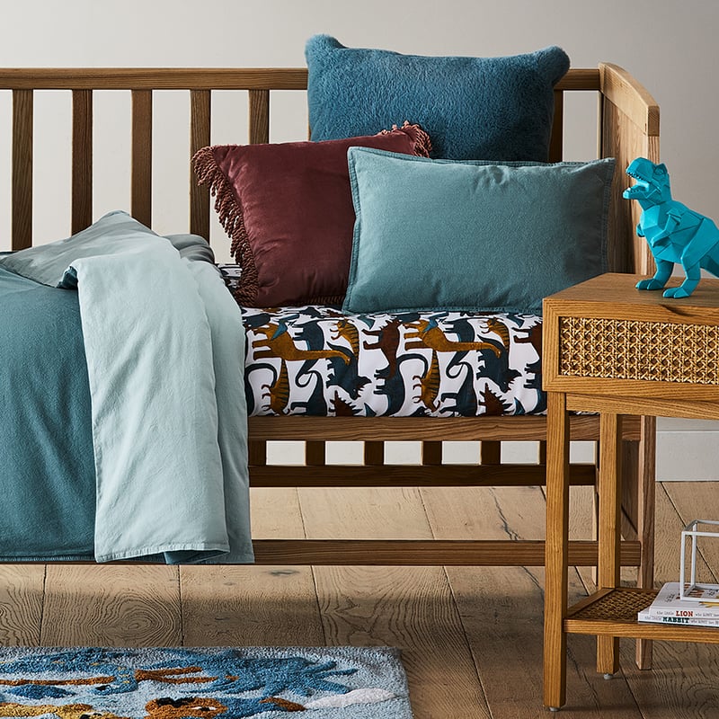 Stonewashed Cotton Eucalyptus Cot Quilt Cover Set