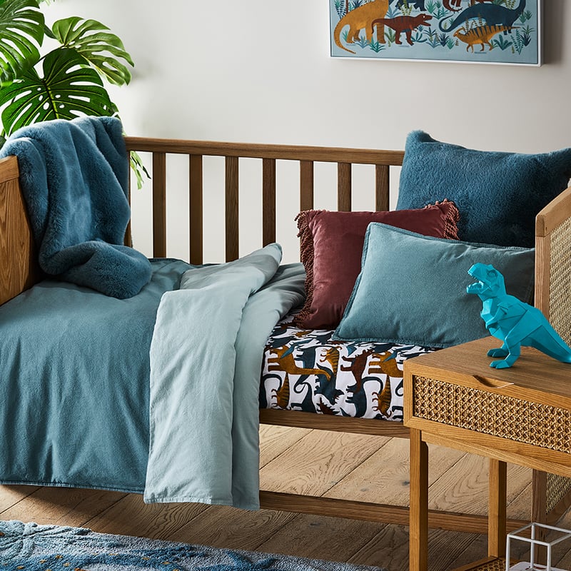 Stonewashed Cotton Eucalyptus Cot Quilt Cover Set