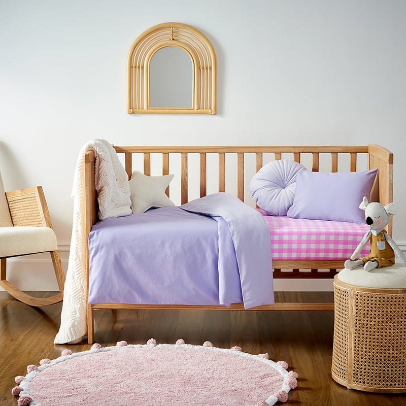 Stonewashed Cotton Lilac Cot Quilt Cover Set