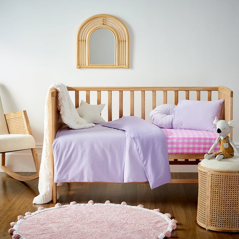 Stonewashed Cotton Lilac Cot Quilt Cover Set