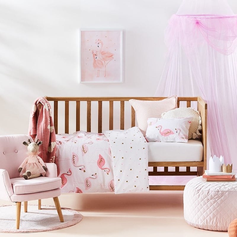 Flamingo Queen Pink Cot Quilt Cover Set