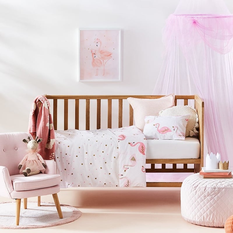 Flamingo Queen Pink Cot Quilt Cover Set