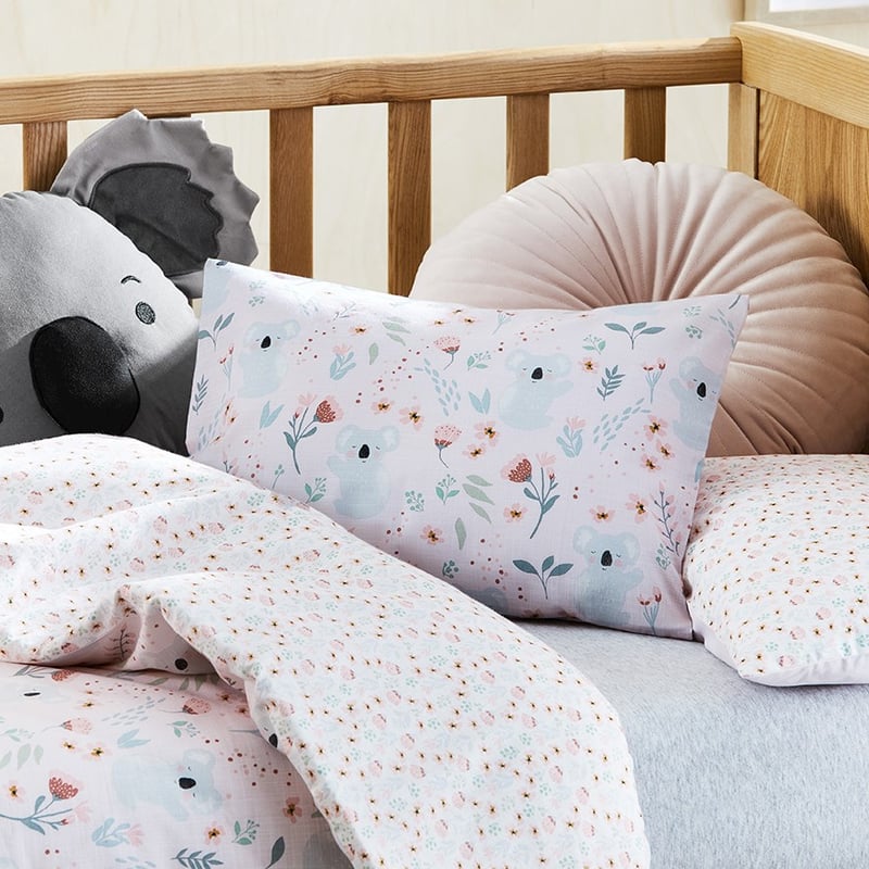 Heidi's Koala Pale Cot Pink Quilt Cover Set